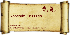 Vancsó Milica névjegykártya